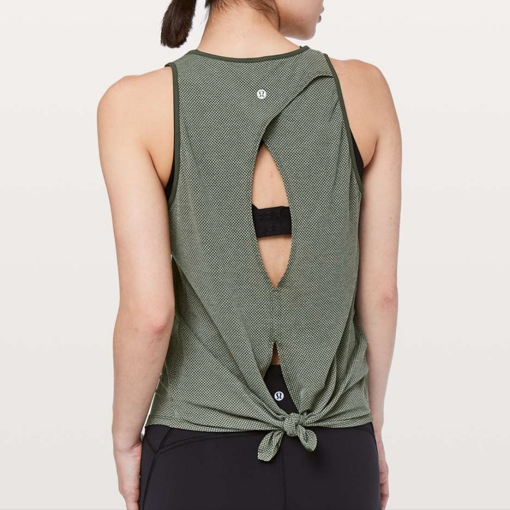 Lululemon Open Up Tank in Heathered Camo Green